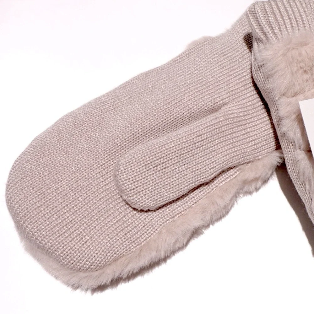 UGG Pink Lush Faux Fur Mittens NWT